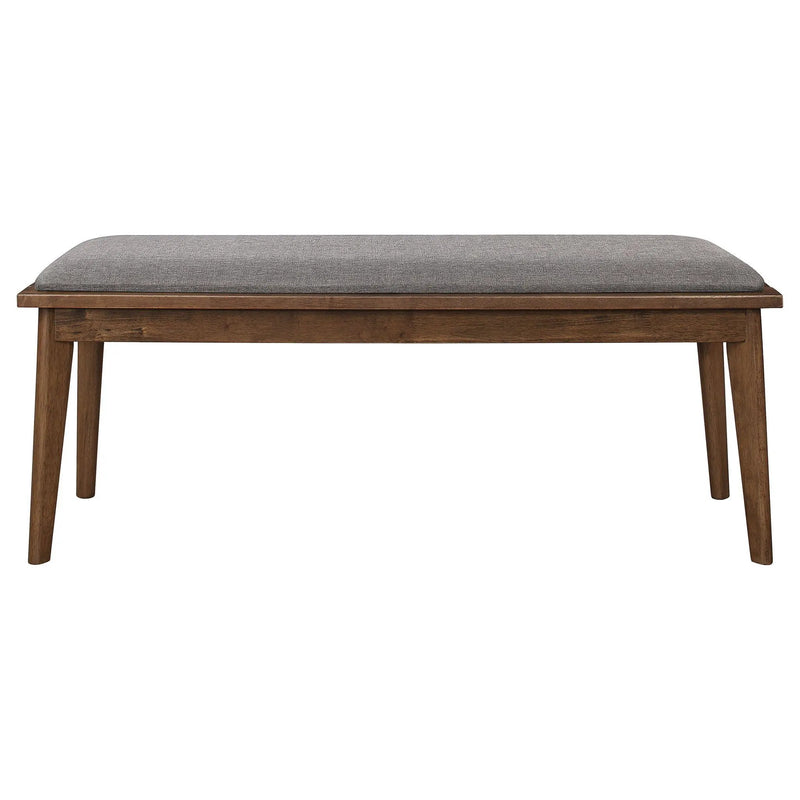 Alfredo Upholstered Dining Bench Grey and Natural Walnut by Unique Piece Furniture