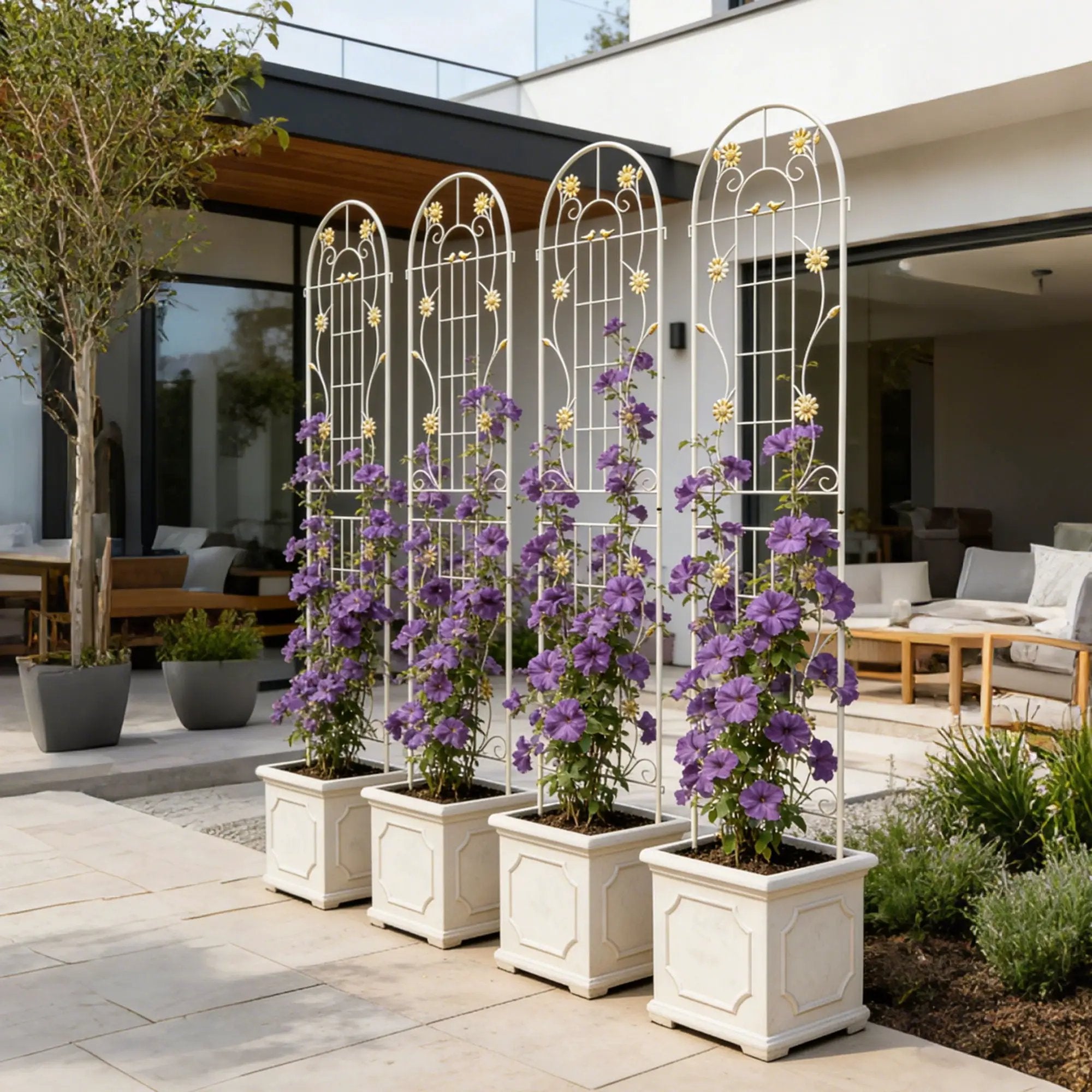 Metal Garden Trellis Rustproof Trellis For Climbing Plant Outdoor Flower Support by Unique Piece Furniture