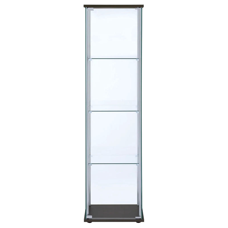 Bellatrix 3-shelf Clear Glass Curio Cabinet Cappuccino by Unique Piece Furniture