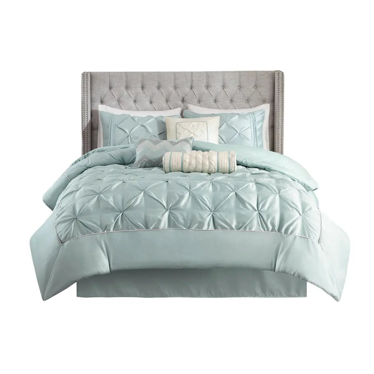 7 Piece Tufted Comforter Set Seafoam California King by HouseOfZazla