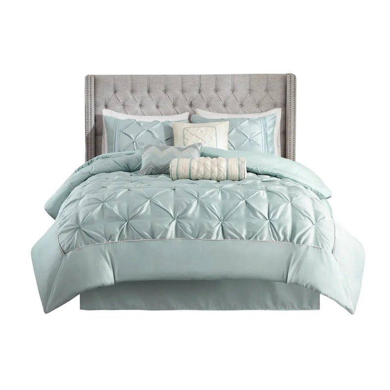 7 Piece Tufted Comforter Set Seafoam California King by HouseOfZazla