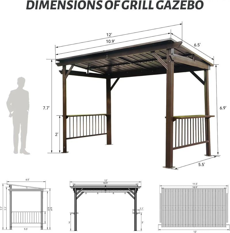 6.5x12FT Hardtop Grill Gazebo by HouseOfZazla