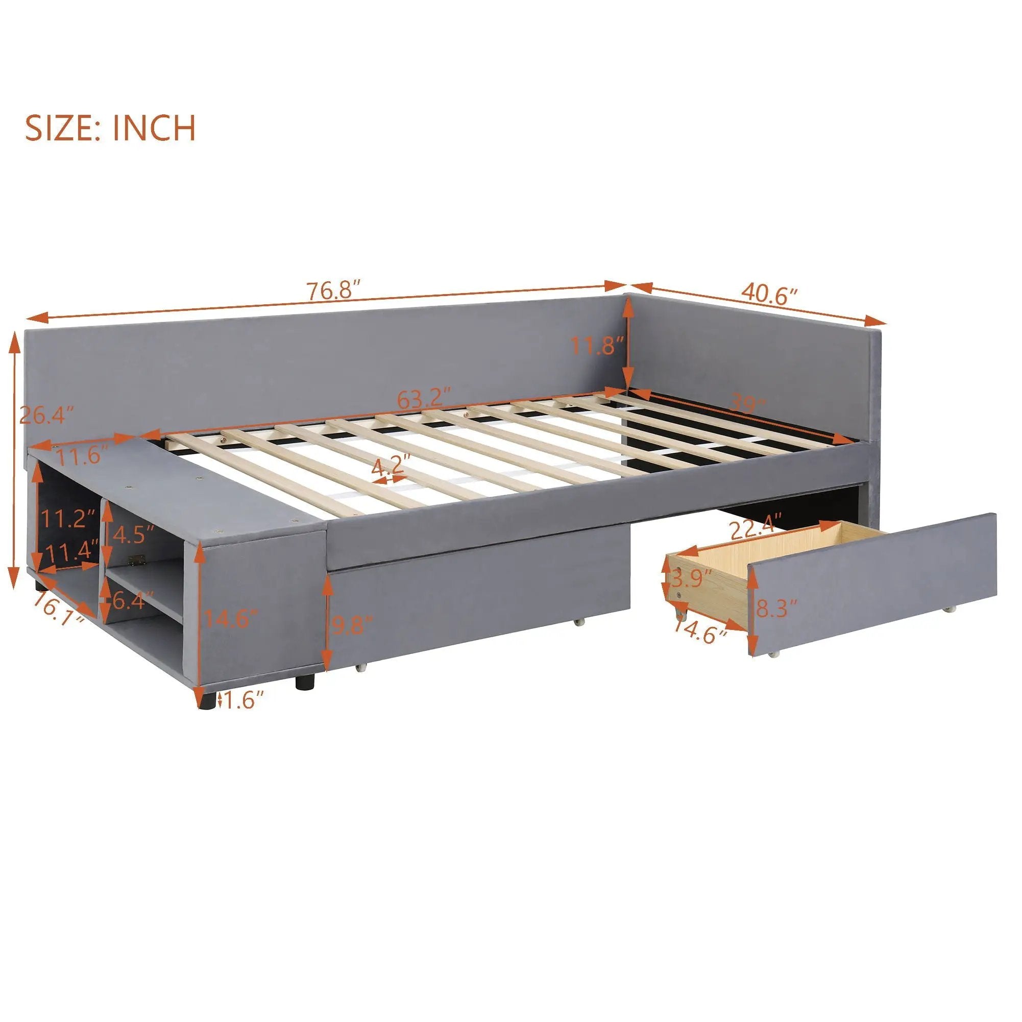 L Shaped Upholstered Platform Bed With Storage And Drawers by Unique Piece Furniture