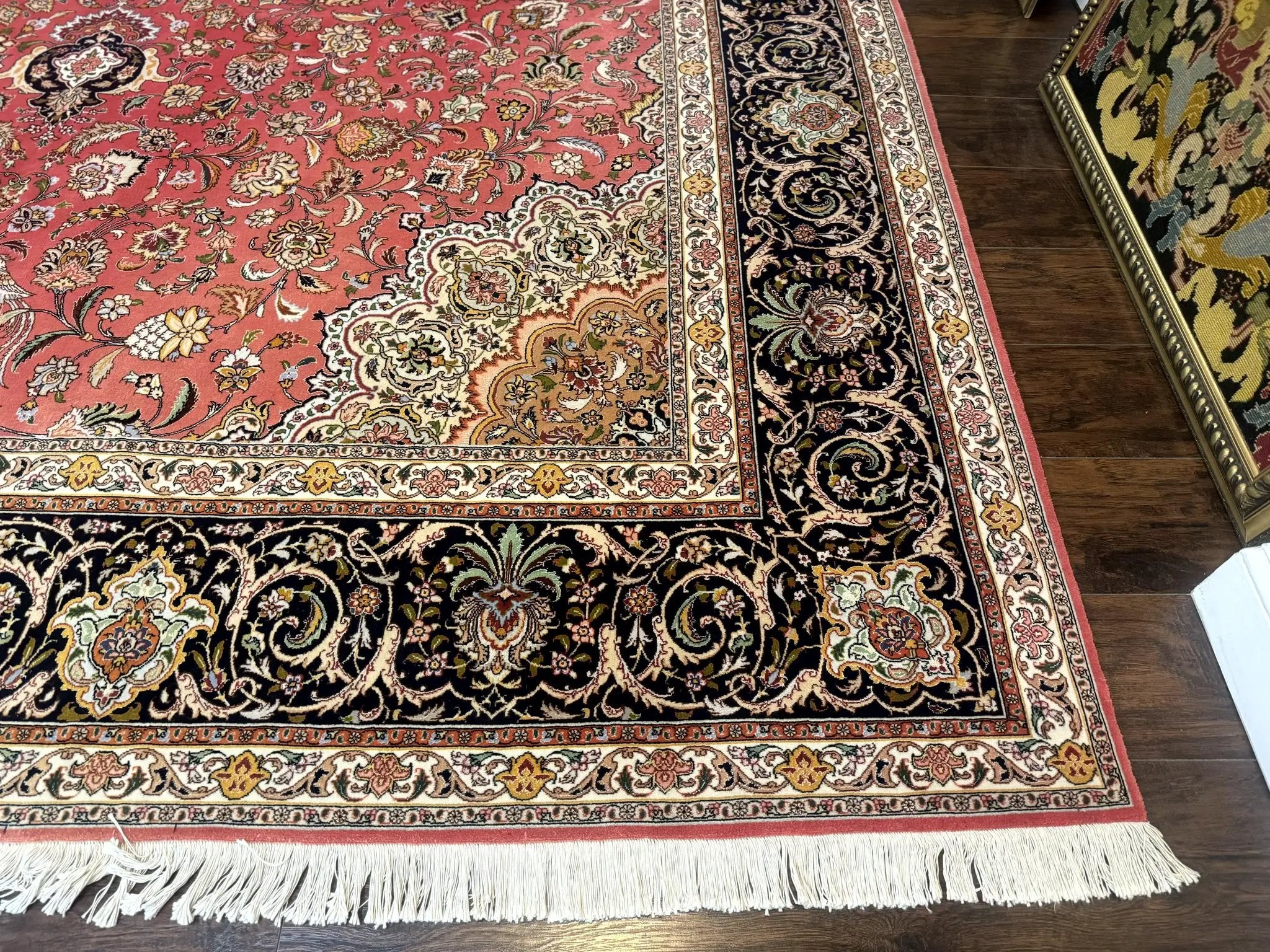 Persian Tabriz Rug 10x13 – Floral Medallion & Birds, Wool & Silk, 330 KPSI by Jewel Rugs