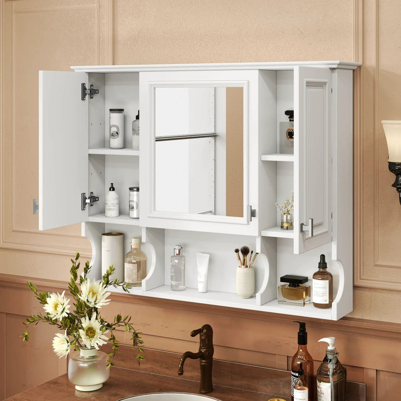 Wall Mounted Bathroom Medicine Wall Cabinet With Mirror & Open Shelves by HouseOfZazla