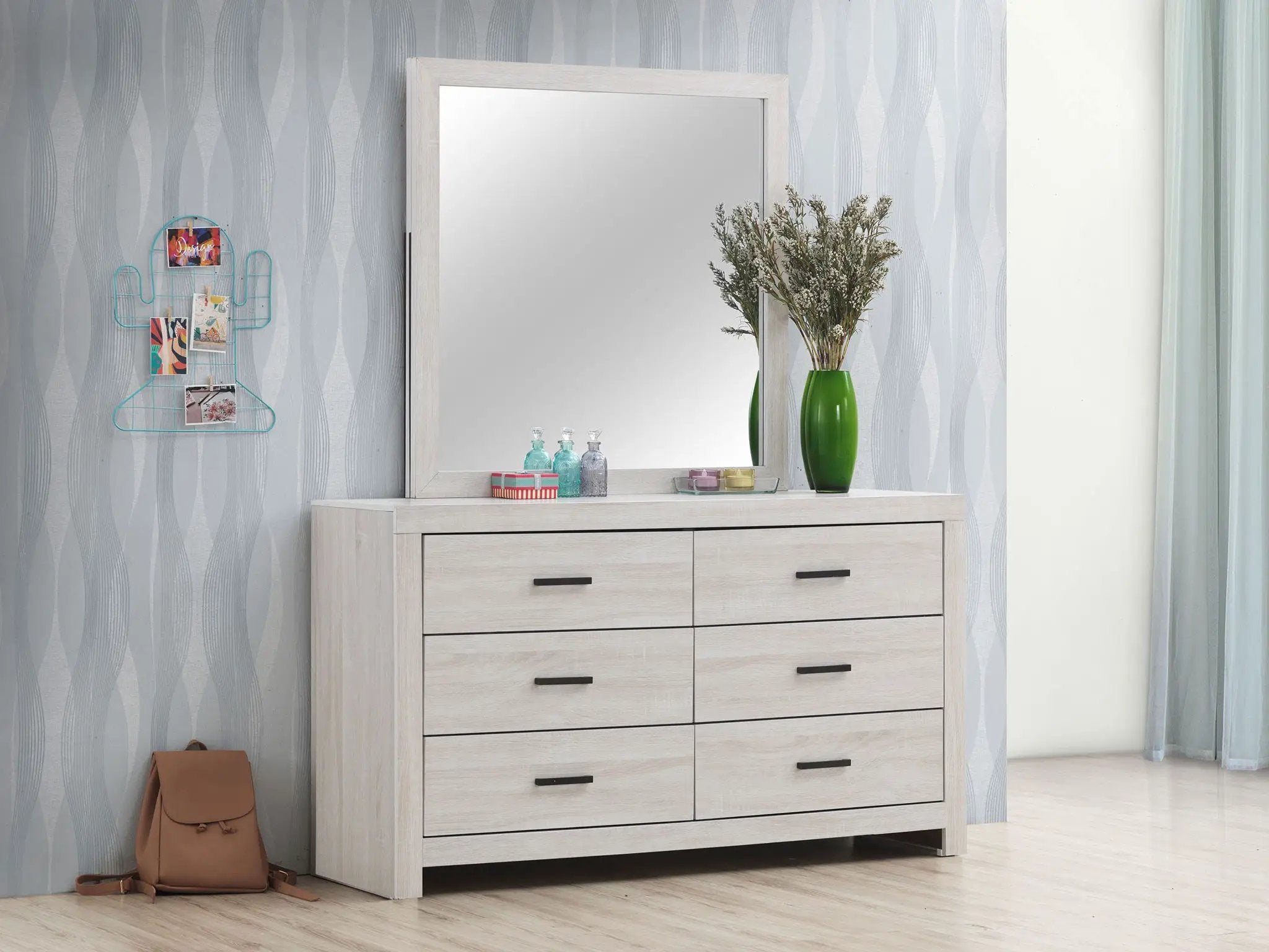 Brantford 6-drawer Dresser with Mirror Coastal White by Unique Piece Furniture