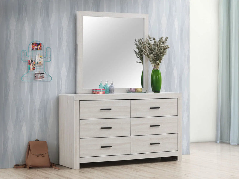 Brantford 6-drawer Dresser with Mirror Coastal White by Unique Piece Furniture