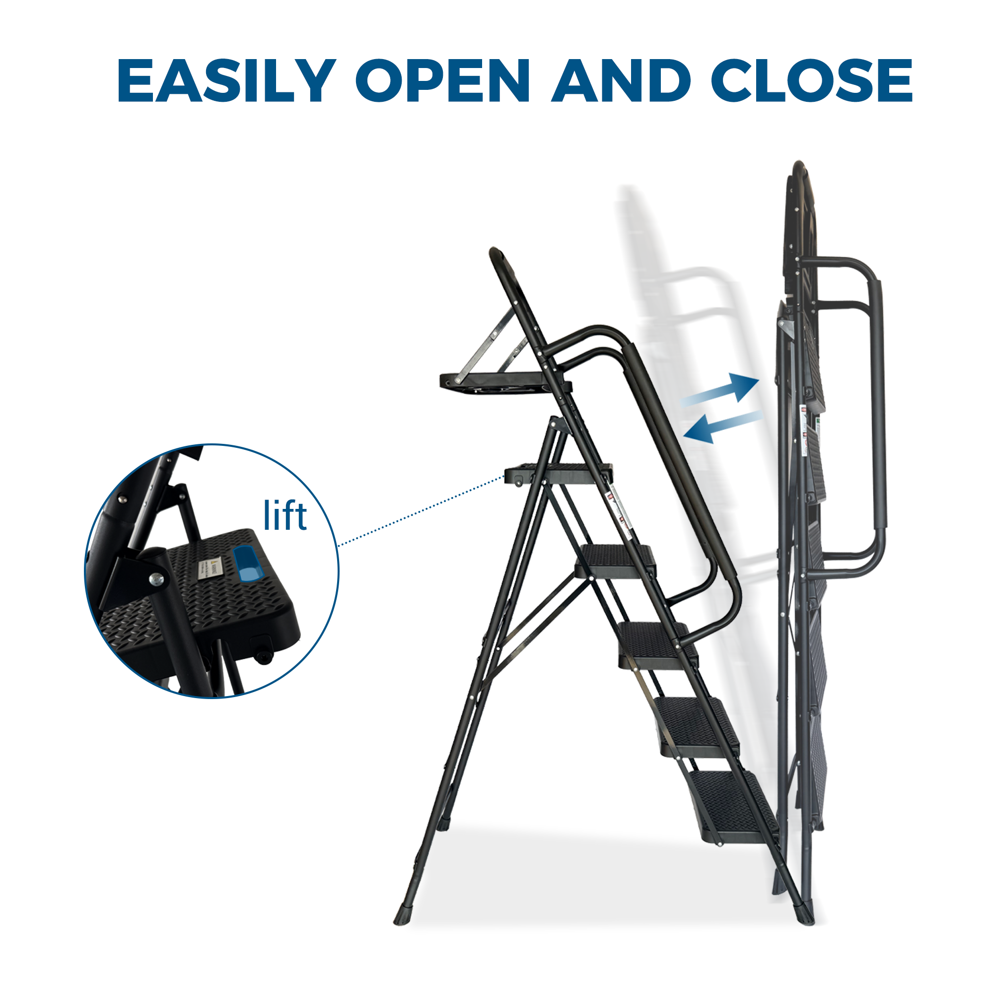 Folding Step Ladder with Wide Anti-Slip Pedal by HouseOfZazla