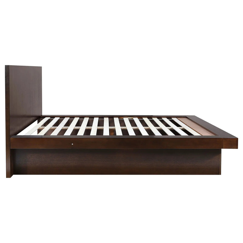 Jessica Wood Eastern King LED Panel Bed Cappuccino by Unique Piece Furniture