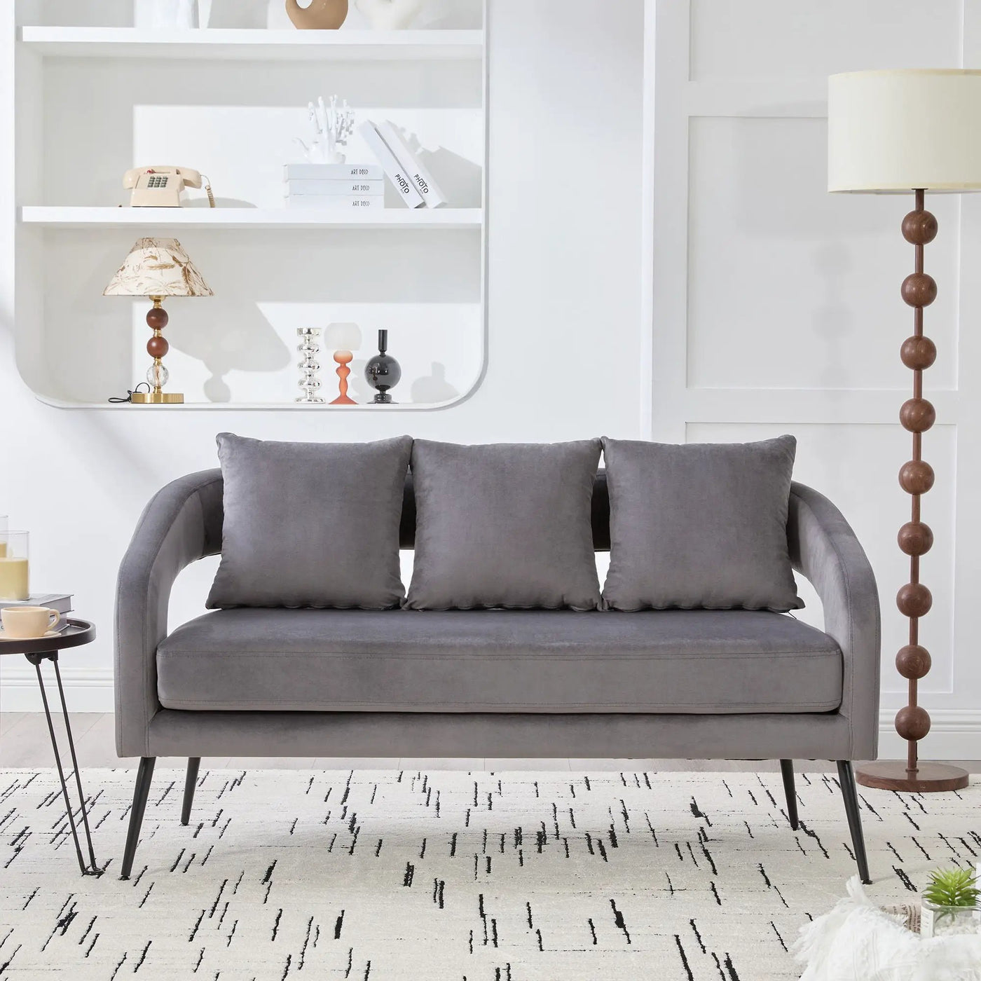 Open Back Loveseat Settee With 3 Pillows by HouseOfZazla
