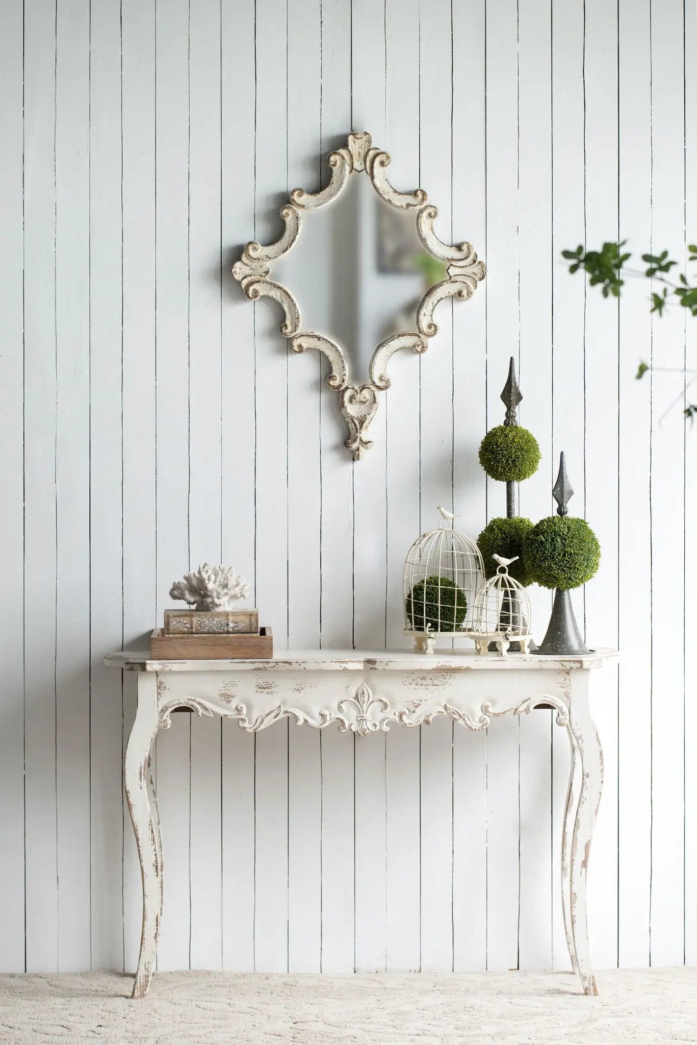 Slimline wash Console Table, For Hallway Living Room Bedroom - White Washed by HouseOfZazla