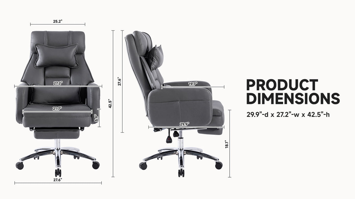 Swivel Ergonomic Office Chair with Lumbar Support and Reclining Back - Dark Grey, photo 7 of 10