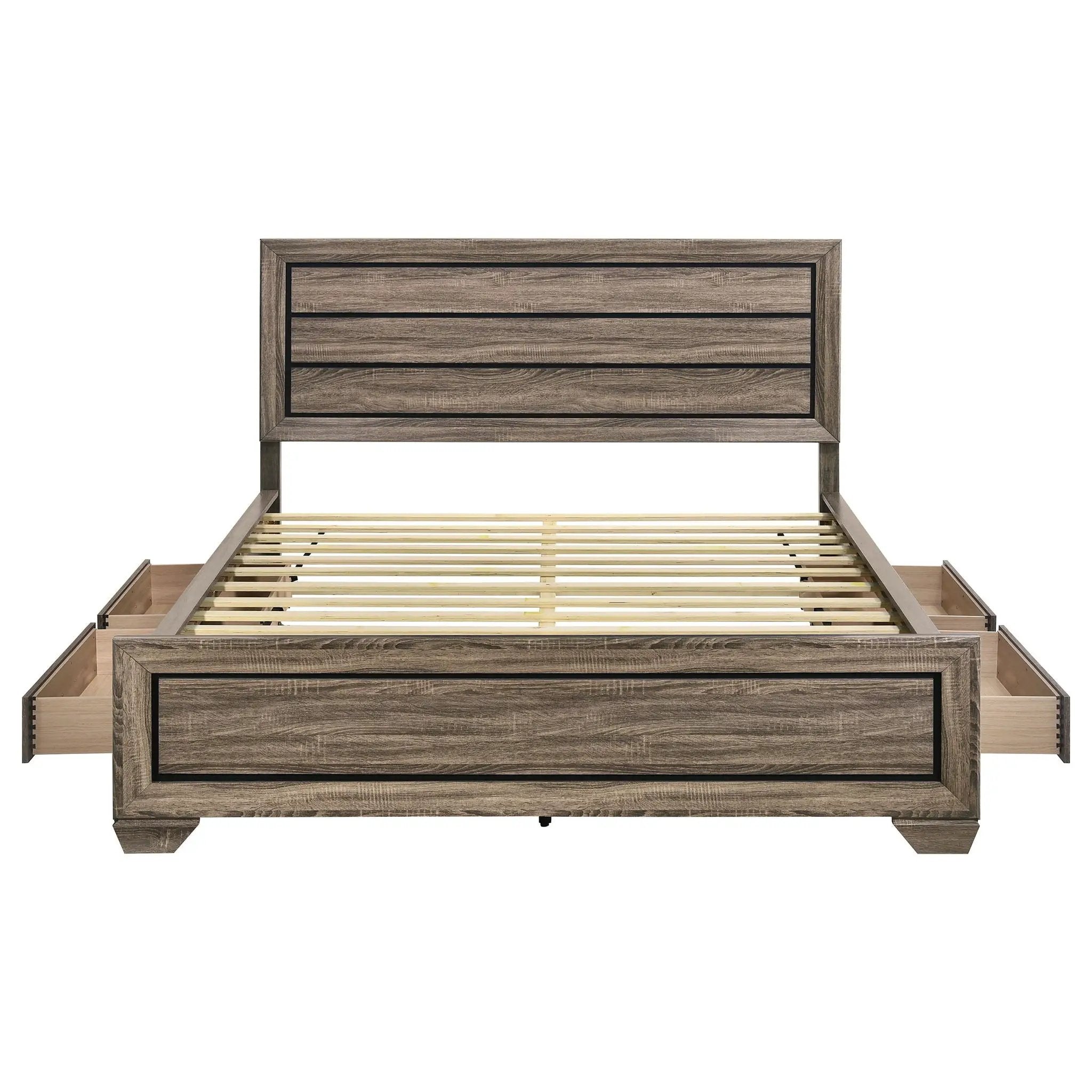 Kauffman Wood California King Storage Panel Bed Washed Taupe by Unique Piece Furniture