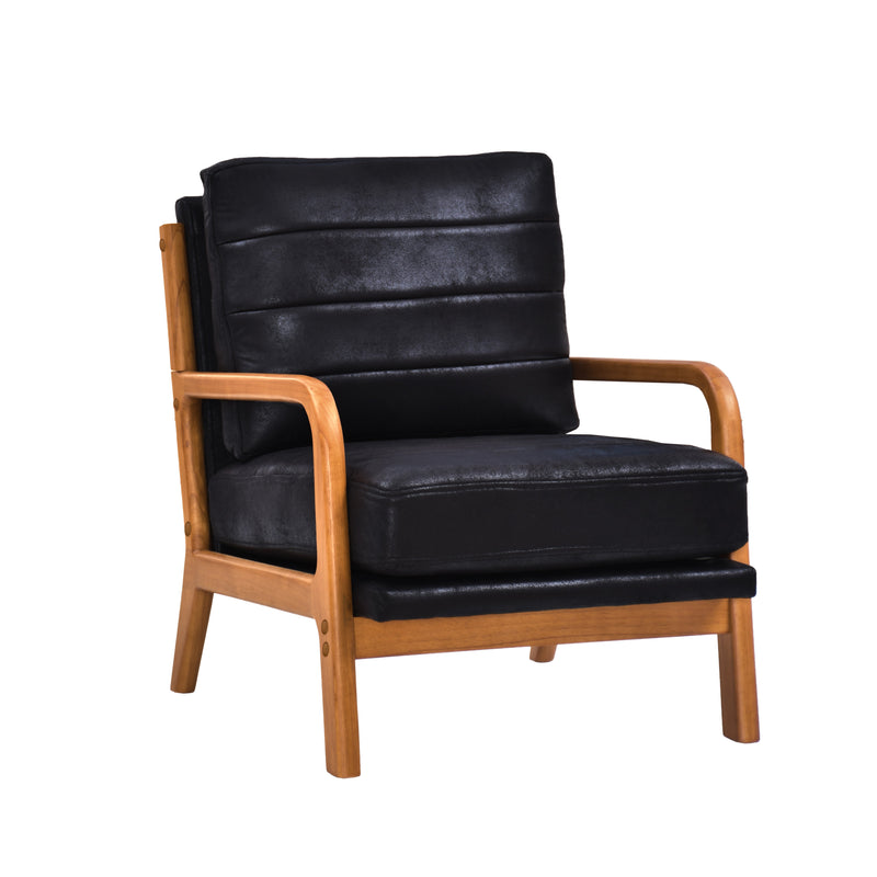 Foil Fabric Wood Armchair with Solid Wood Frame - Neutral, photo 9 of 10