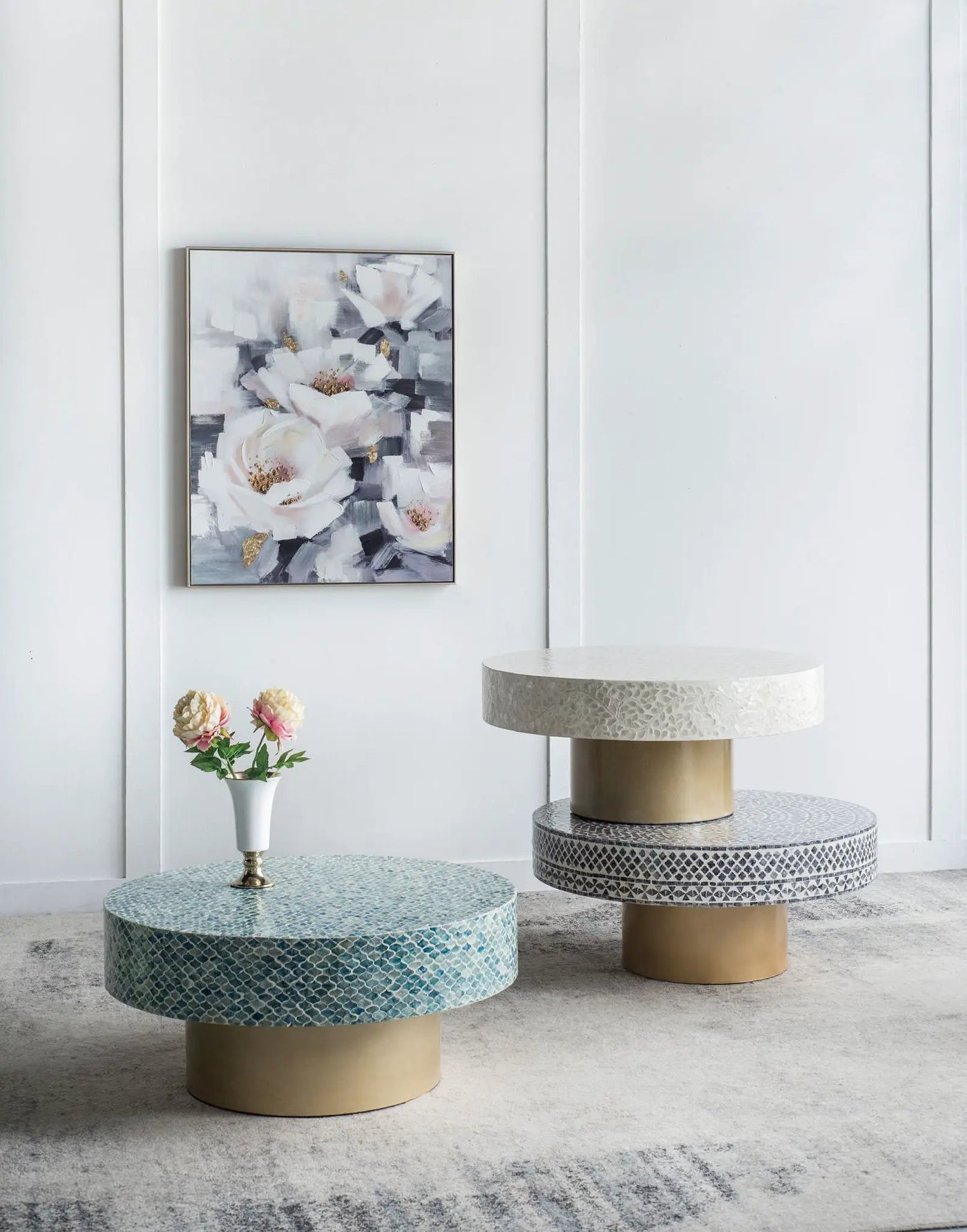 Unique Capiz Coffee Table & Pedestal Base by HouseOfZazla
