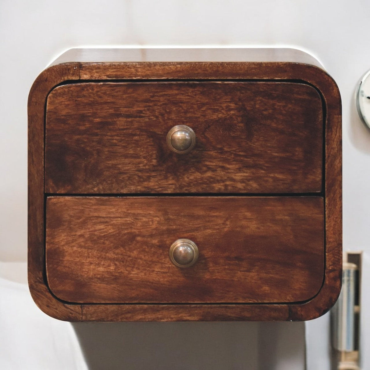 Solid Wood Mini Curved Nightstand