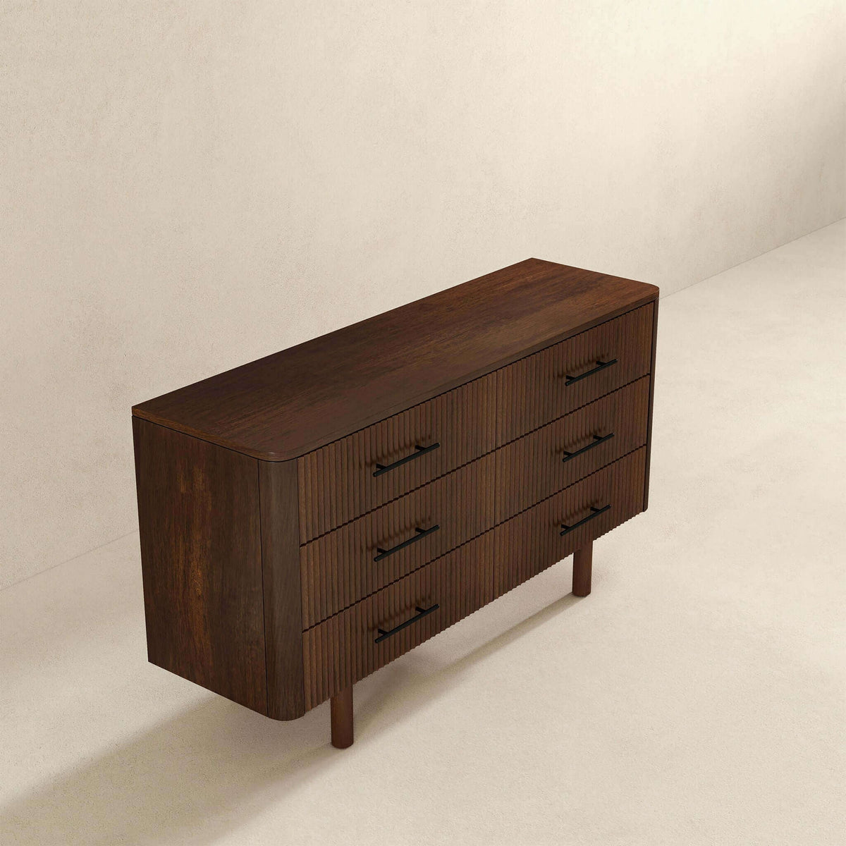 Brown 6-Drawer Dresser with Walnut Finish – Solid Wood, photo 12 of 13