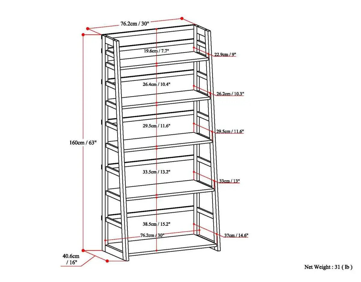 Acadian - Handcrafted Ladder Shelf Bookcase by Unique Piece Furniture