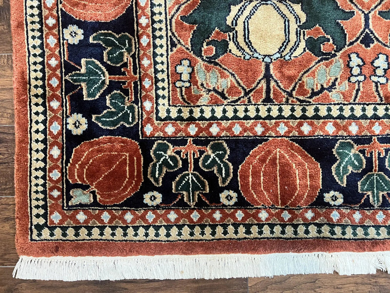 Indo Persian Bidjar Rug 8x10, Red and Black, Handmade Vintage Wool Carpet by Jewel Rugs
