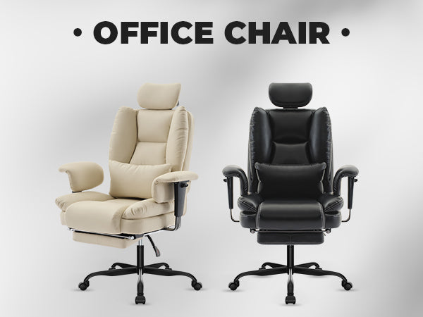 Ergonomic Office Chair with Lumbar Support and Liftable Headrest - Black PU Leather, photo 8 of 10