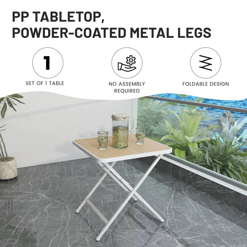 Modern Folding Square Table, Water Proof And Wear Resistant - Apricot / White by HouseOfZazla