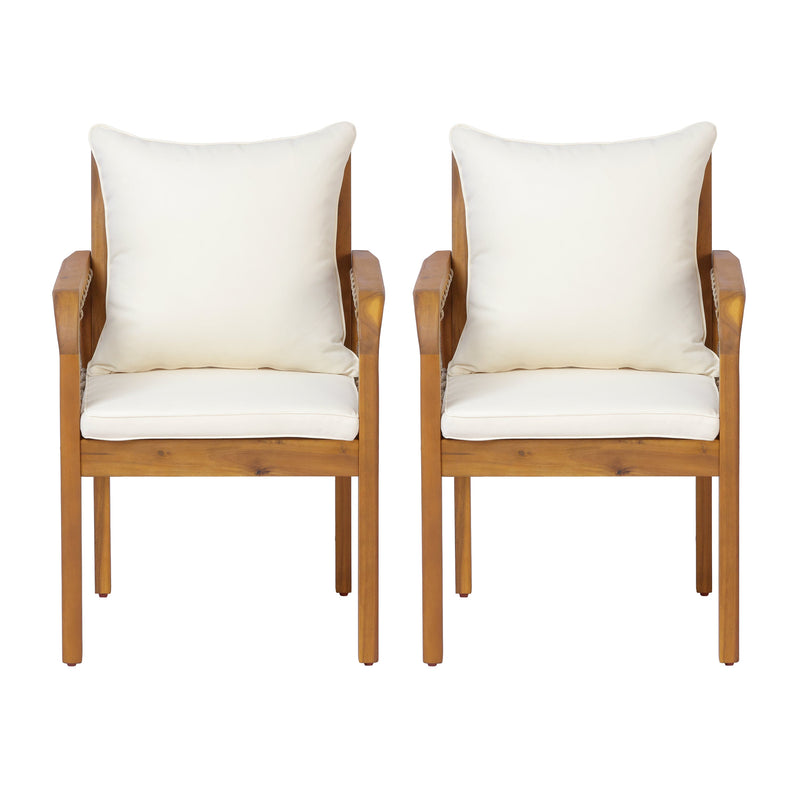 Outdoor Acacia Wood Chairs with Woven Rope Arms - Natural Finish, photo 5 of 10