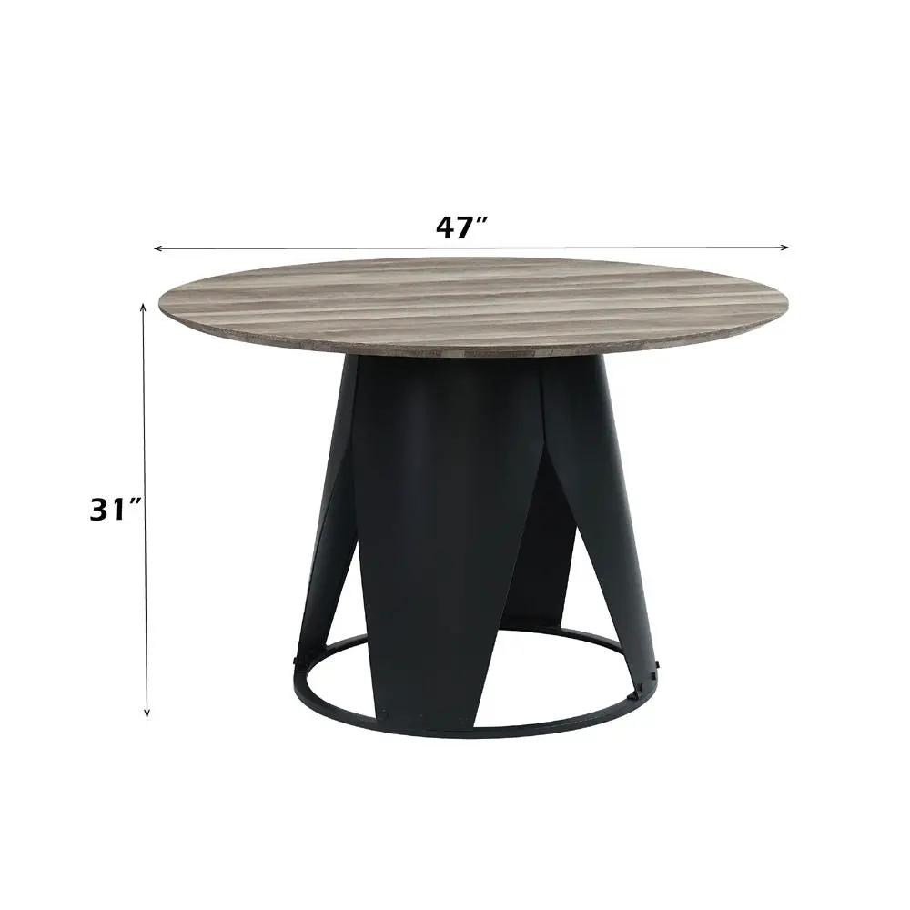 Zudora - Round Dining Table - Antique Oak & Black by Unique Piece Furniture