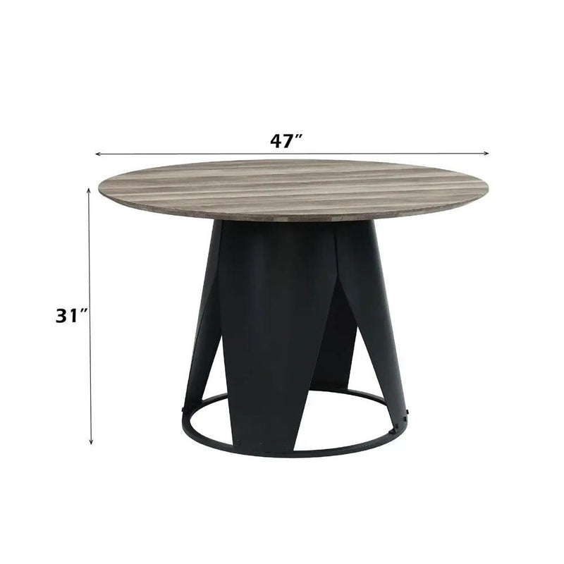 Zudora - Round Dining Table - Antique Oak & Black by Unique Piece Furniture