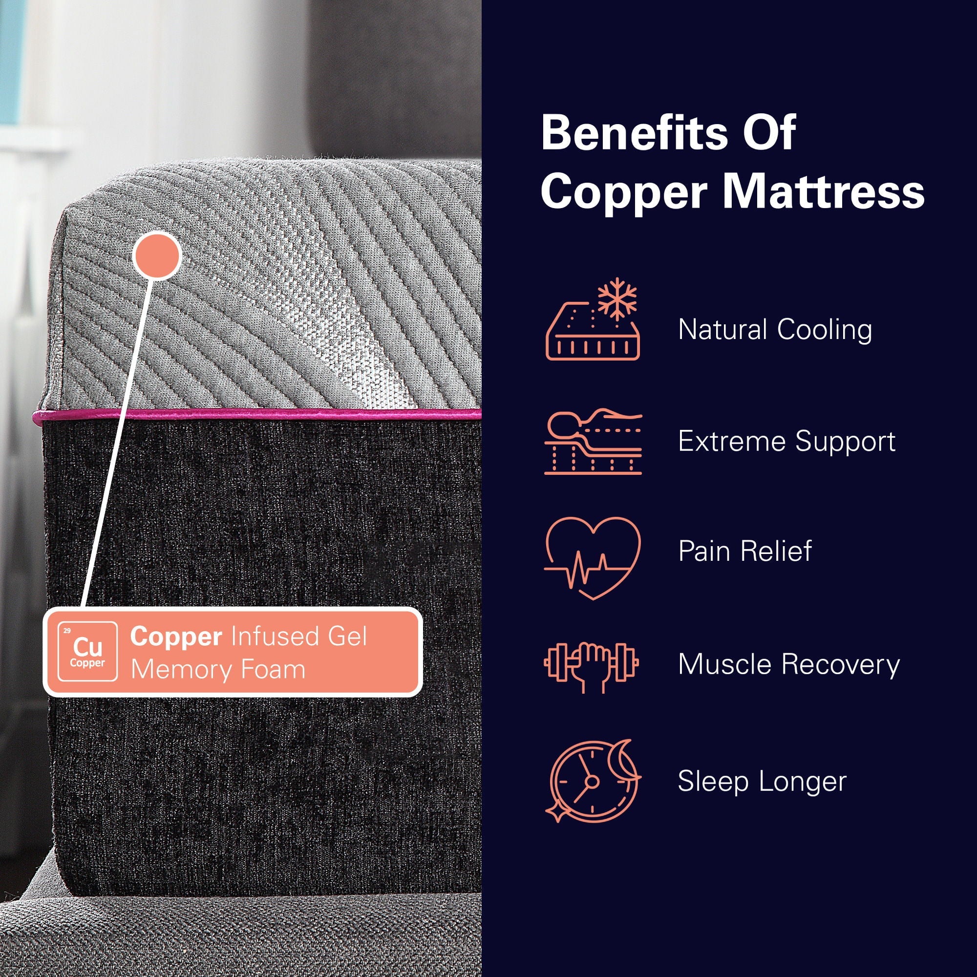 Renew - 11" Flex Head Cooling Gelcare Memory Foam Mattress - Gray - King by HouseOfZazla