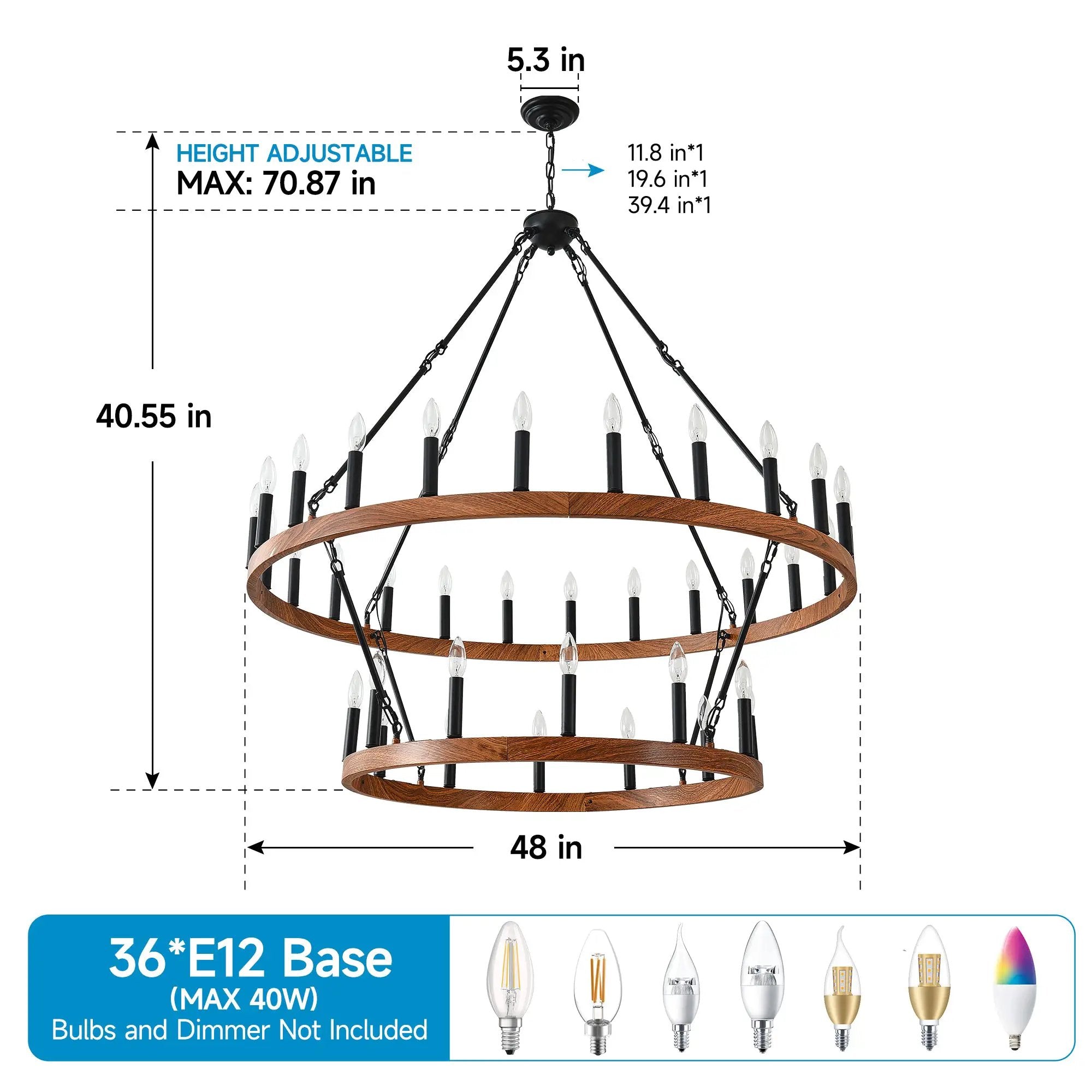47.24 Inch Large Wagon Wheel Chandelier by HouseOfZazla