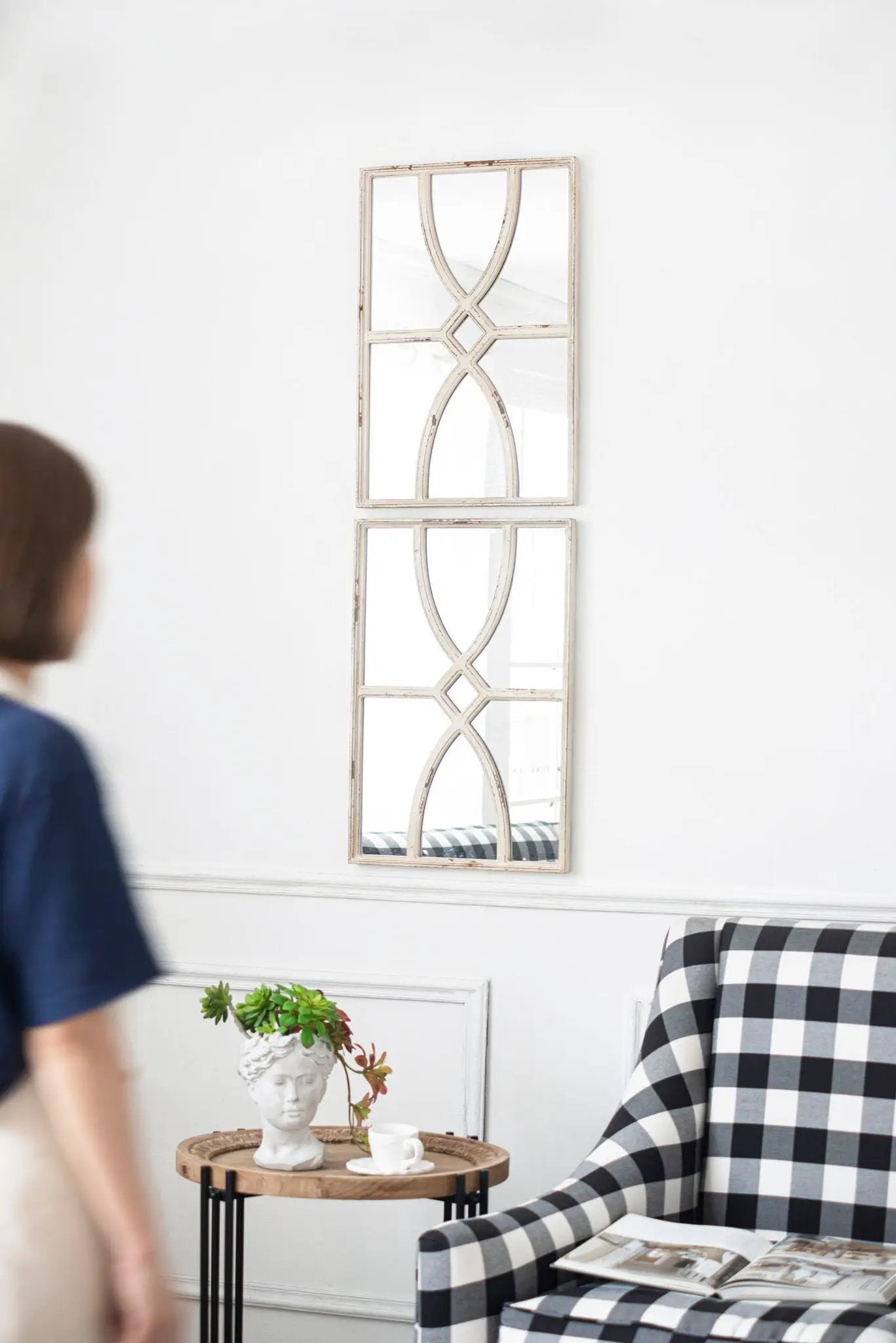 Rectangular Wooden Wall Mirror With Antique Frame, Vertical Or Horizontal Home Decor For Living Room (Set of 2) by HouseOfZazla