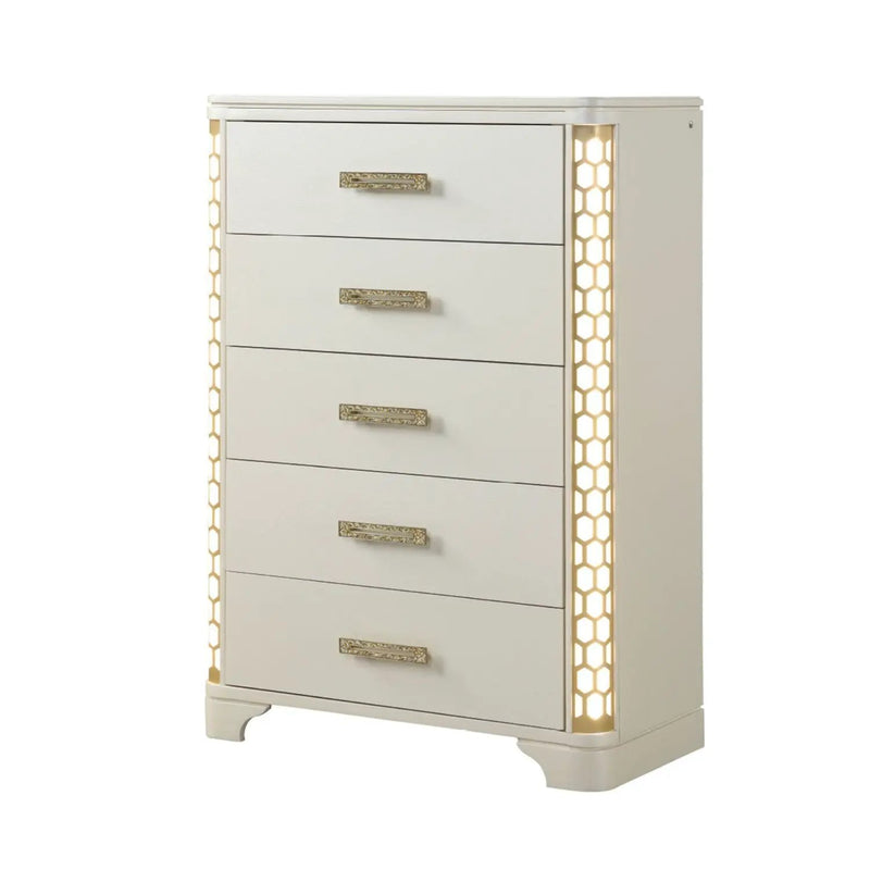 Jasmine - 5 Drawer Chest With Side LED Lightning - Beige