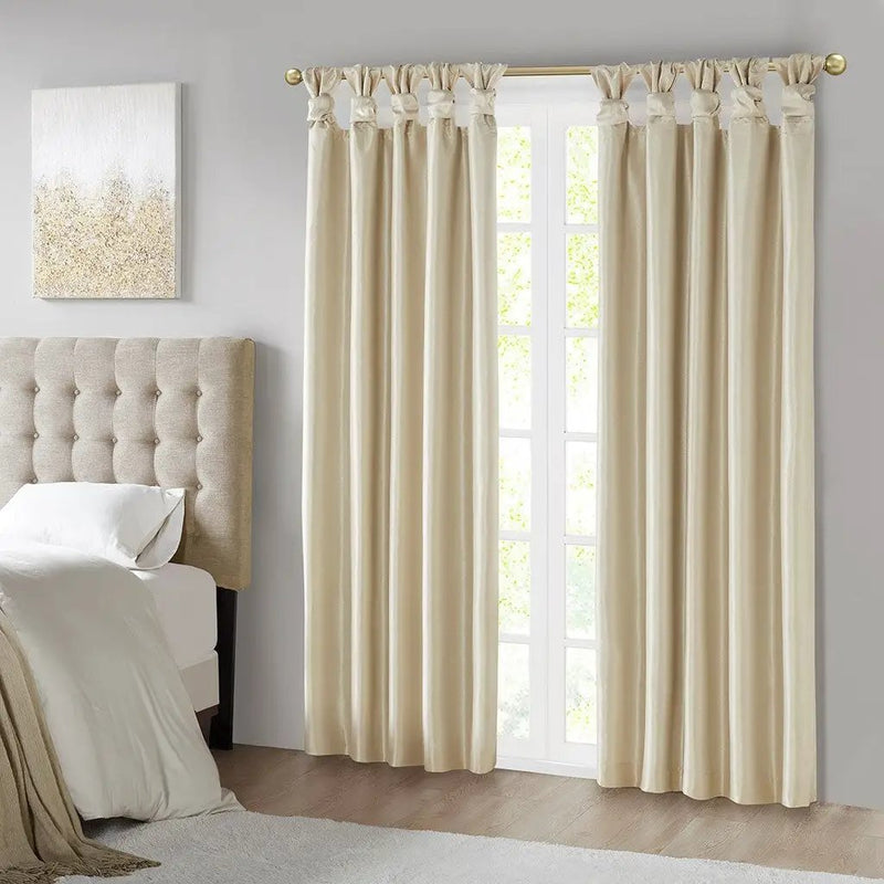 Twist Tab Total Blackout Window Curtain Panel Champagne 50x95 by HouseOfZazla