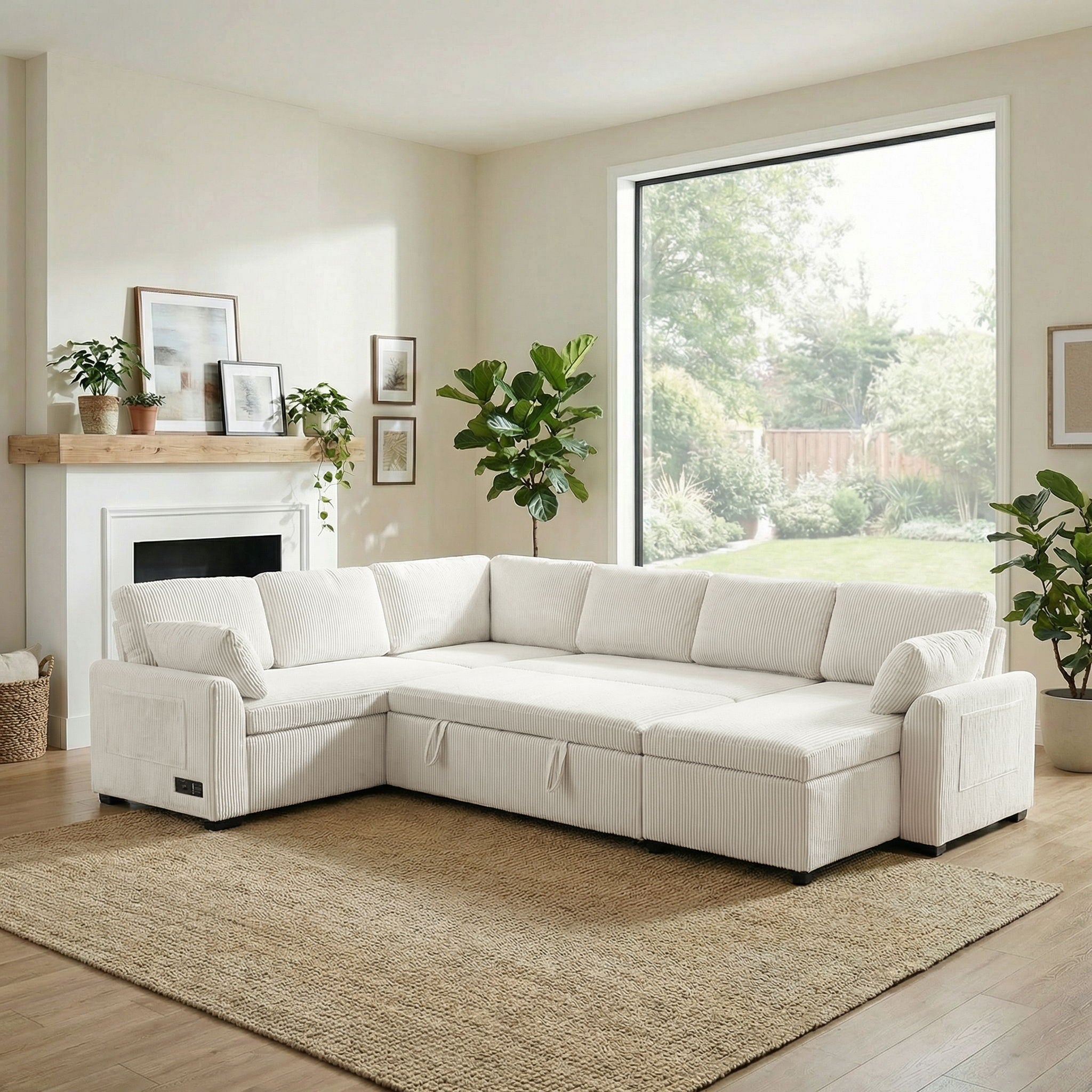 Convertible U-Shaped Sectional Sofa Bed With Reversible Chaise by HouseOfZazla