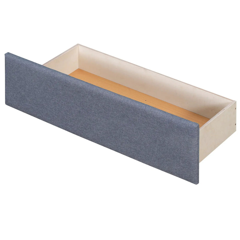 L Shaped Upholstered Platform Bed With Trundle And 2 Drawers Linked With Built In Desk by Unique Piece Furniture