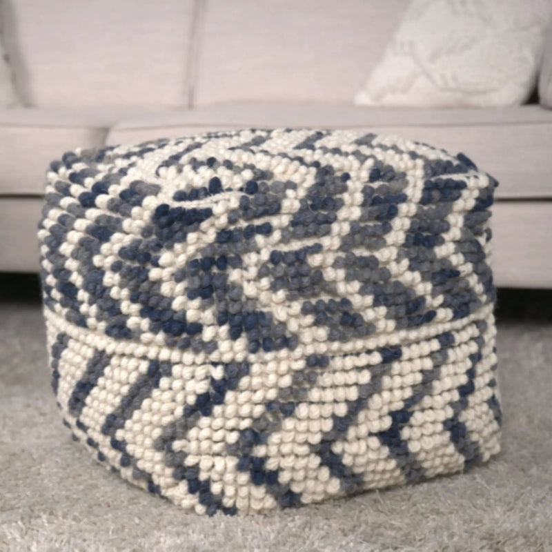 Alina - Wool And Cotton Pouf - Natural by Unique Piece Furniture