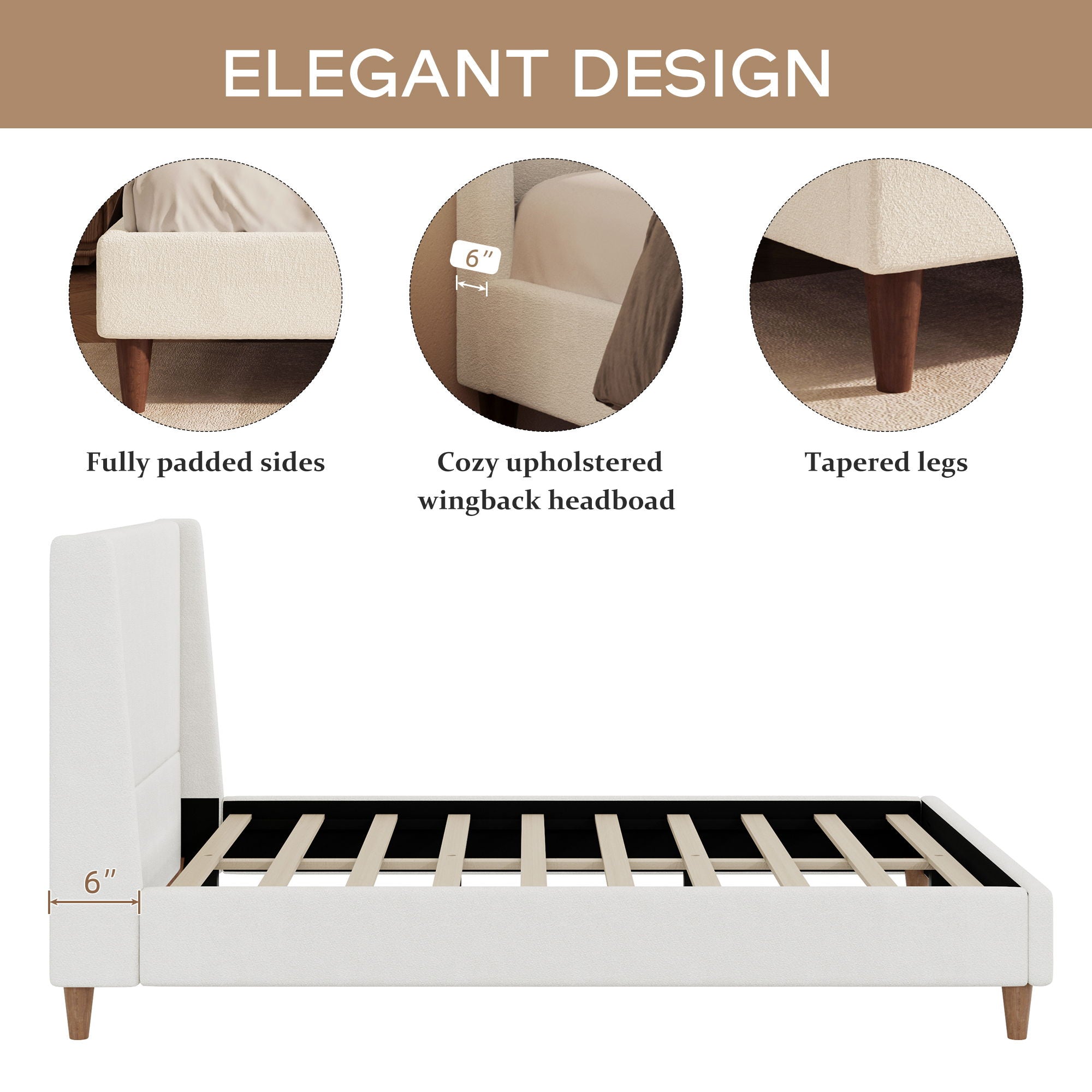 Upholstered Modern Platform Bed With Wingback Headboard by HouseOfZazla