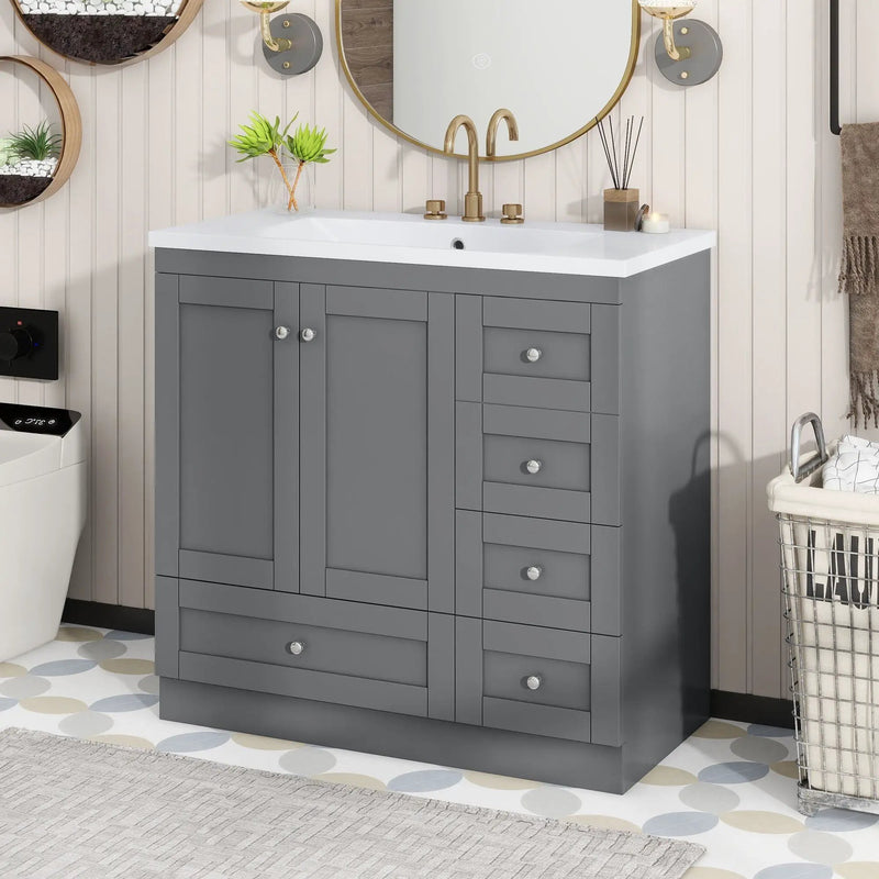 Shaker Free Standing Bathroom Vanity Cabinet With Sink, Soft Close Drawers, Soft Close Doors by Unique Piece Furniture
