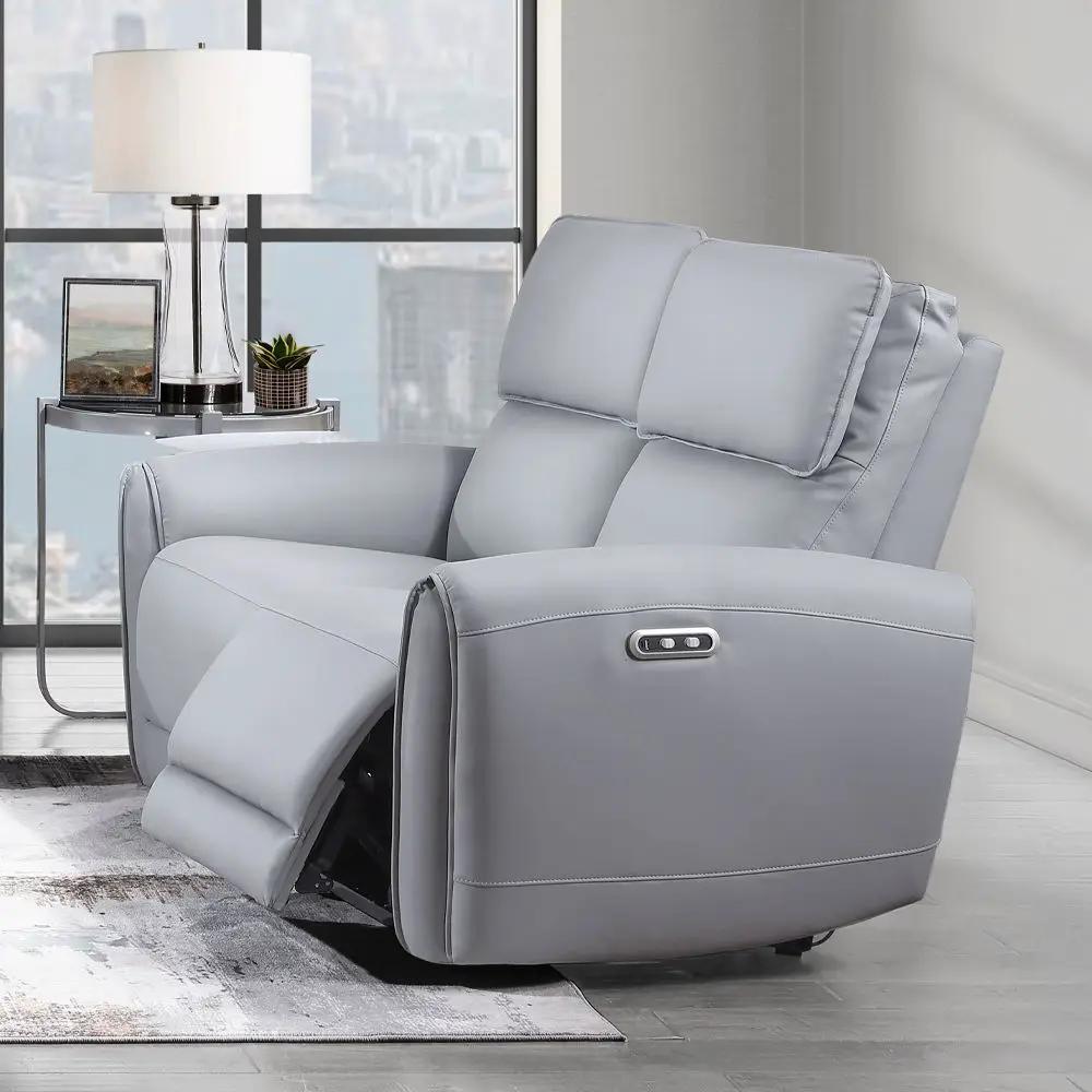 Jeromie - Power Motion Loveseat With USB Port - Gray Synthetic Leather by Unique Piece Furniture