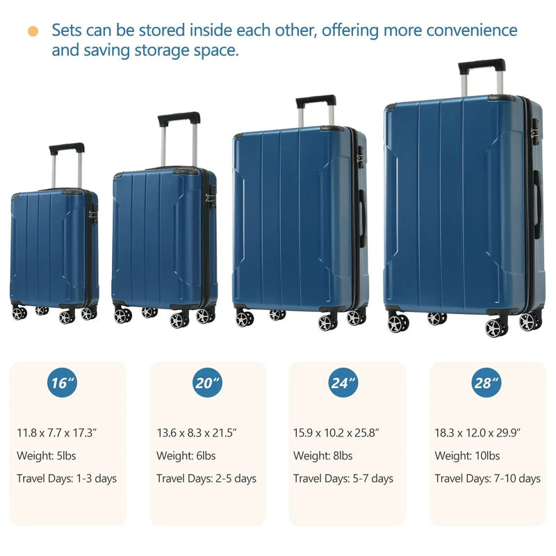 Hardshell Luggage Sets 6 Piece Suitcase Set Blue by HouseOfZazla