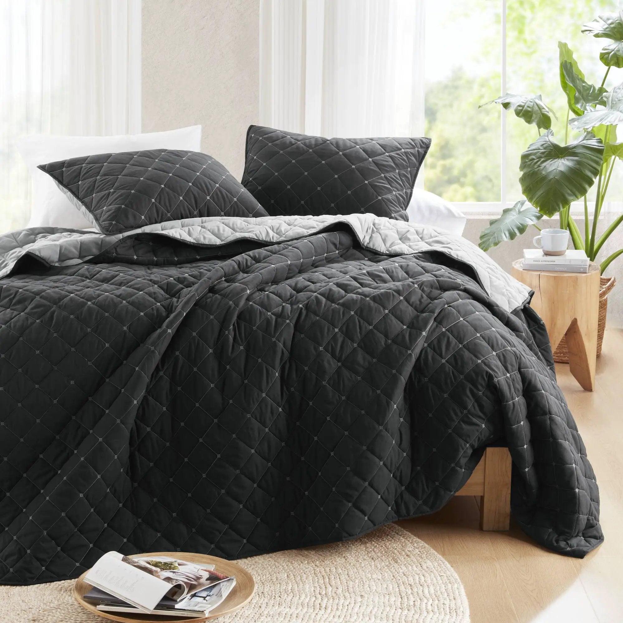 7 Piece Stripe Comforter and Quilt Set - King/Cal King by HouseOfZazla