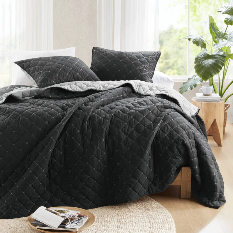 7 Piece Stripe Comforter and Quilt Set - King/Cal King by HouseOfZazla