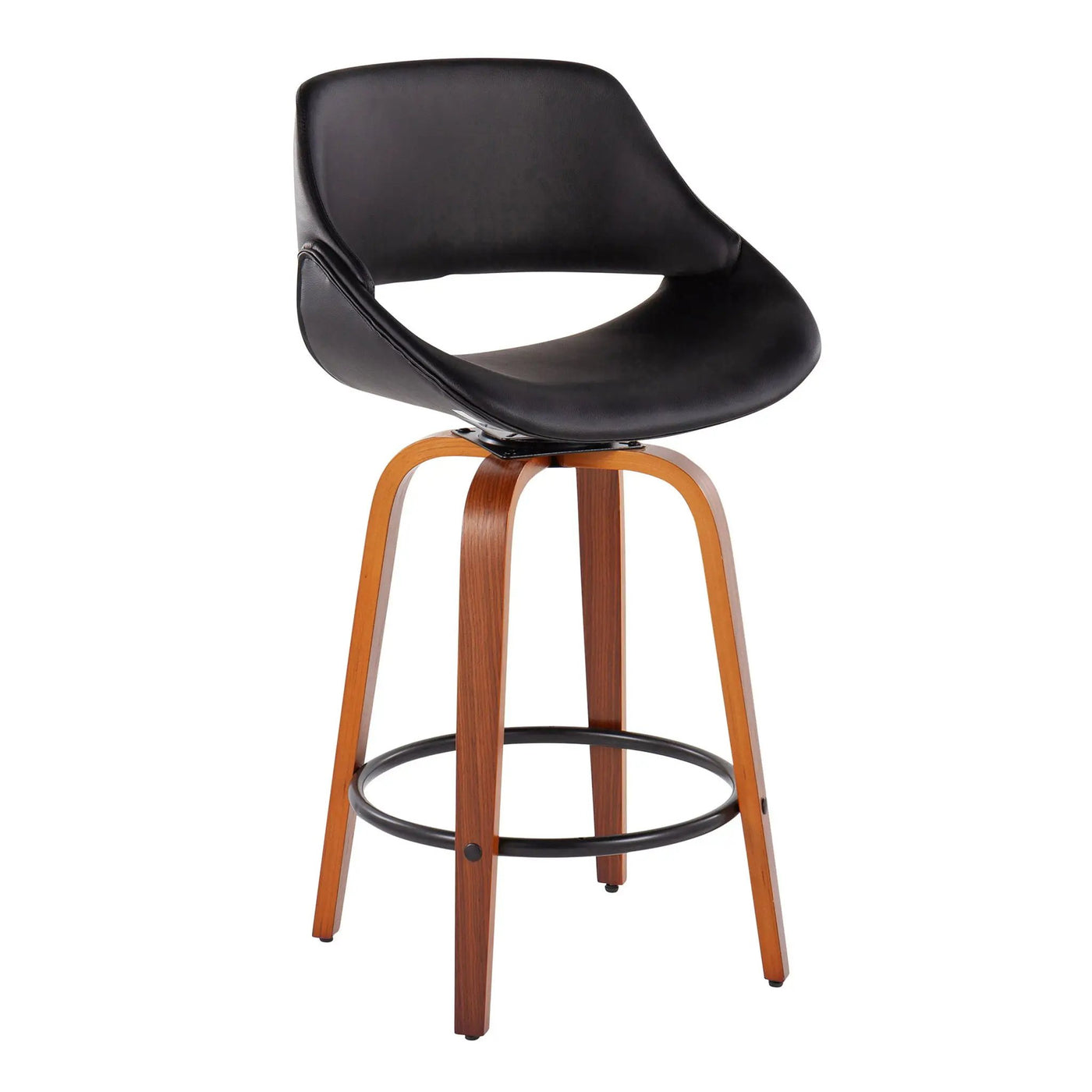Fabrico - Mid Century Modern Fixed Height Counter Stool And Round Footrest (Set of 2) by HouseOfZazla
