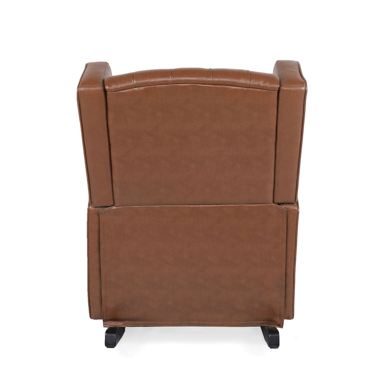 Moss Upholstered Rocking Recliner With Diamond Tufting And Wingback - Light Brown by HouseOfZazla