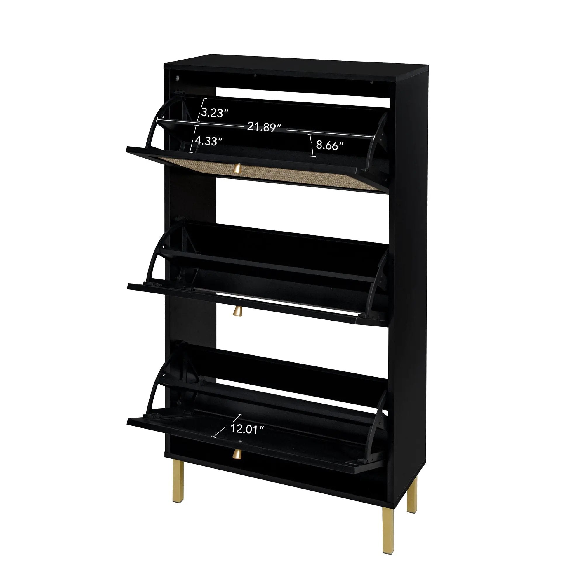 Modern Rattan 3 Door Shoe Rack Cabinet For Entryway by Unique Piece Furniture