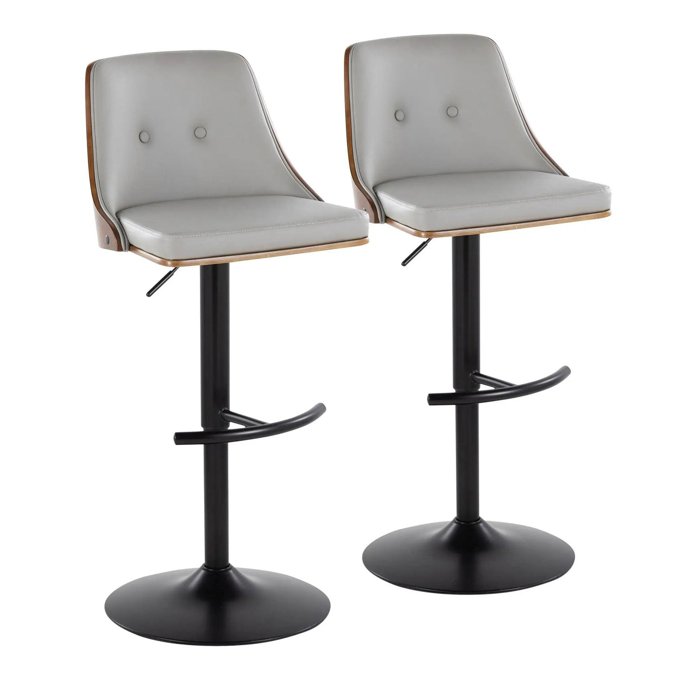 Gianna - Mid Century Modern Adjustable Barstool, Swivel With Rounded T Footrest (Set of 2) by HouseOfZazla