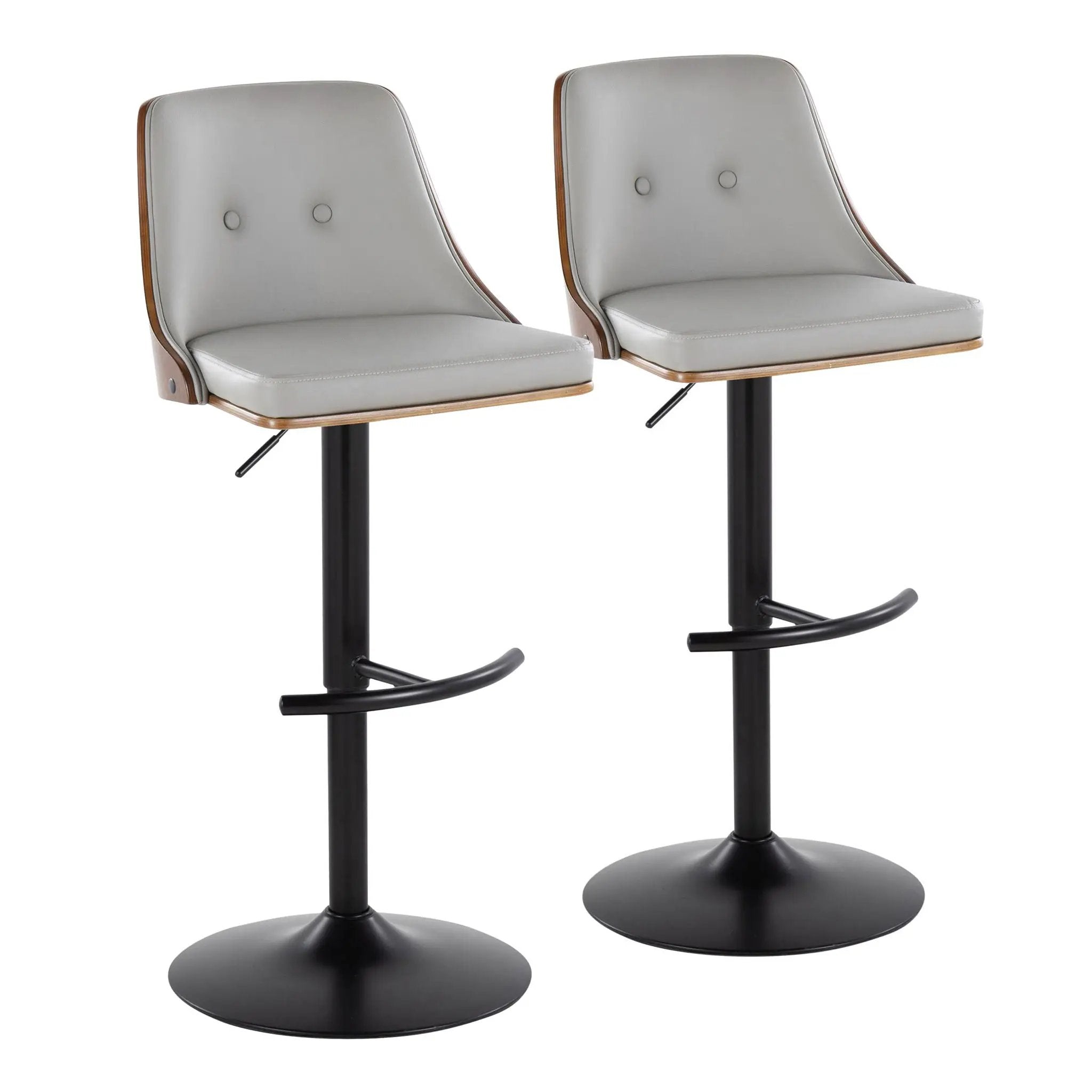 Gianna - Mid Century Modern Adjustable Barstool, Swivel With Rounded T Footrest (Set of 2) by Unique Piece Furniture