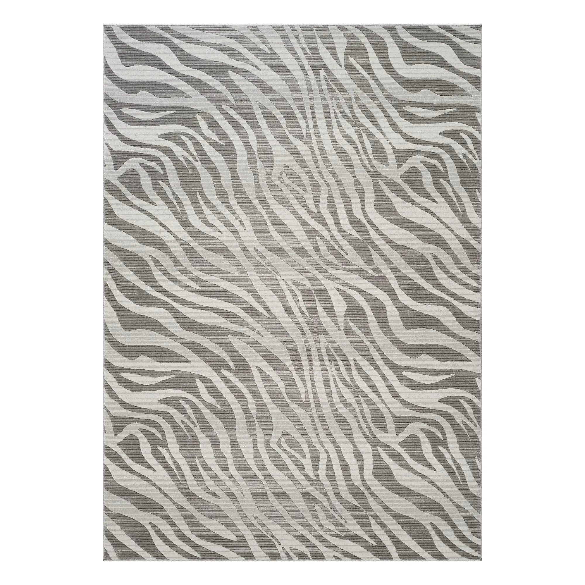 Geometrix - 5'3" X 7'3" Area Rug Geometric & 3D Effect - Ivory / Gray by Unique Piece Furniture