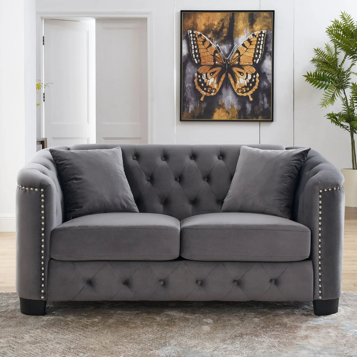 Modern Chesterfield Sofa With Tufted Backrest For Living Room by HouseOfZazla