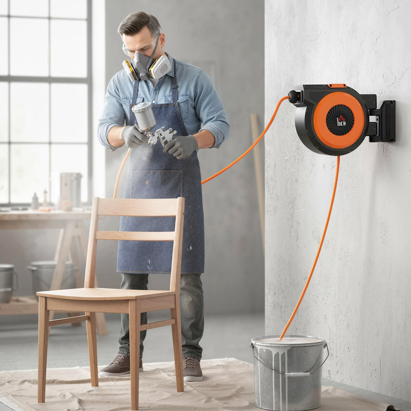 HOMCOM Retractable Air Hose Reel with Auto Rewind and Swivel Bracket by HouseOfZazla